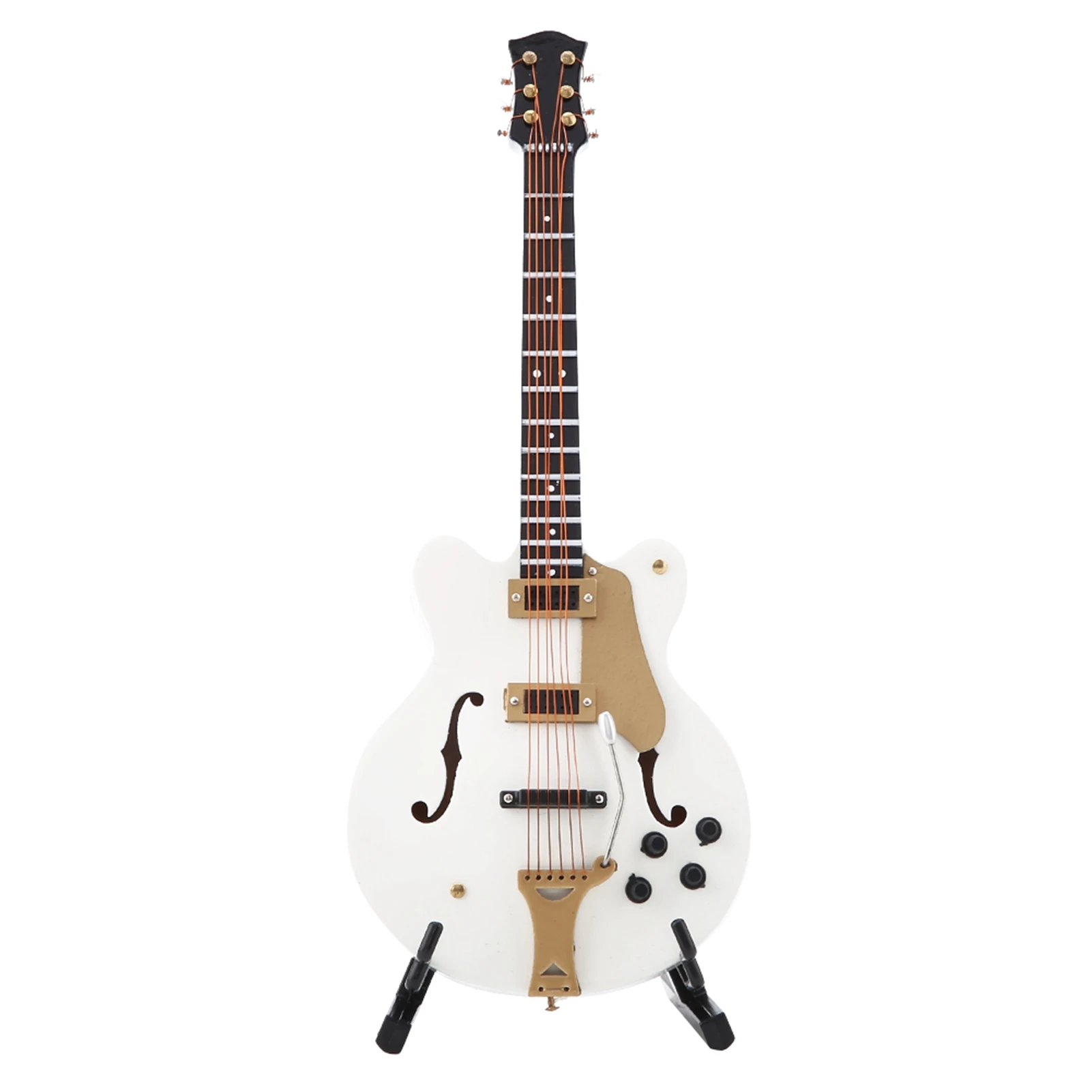 7in White Miniature Electric Guitar Replica With Box Music Instrument Model Ornaments Home Room Deskttop Decor