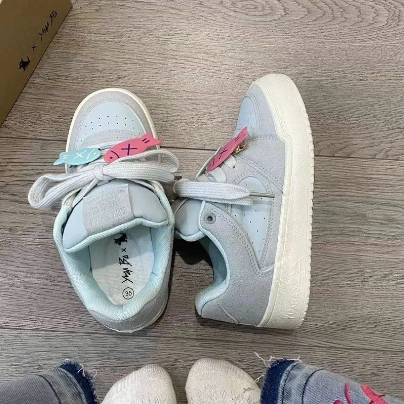 Blue Fish Kawaii Sports Shoes Women's Sneakers Casual Flats Vintage Tennis Female Vulcanize Cute Korean Footwear