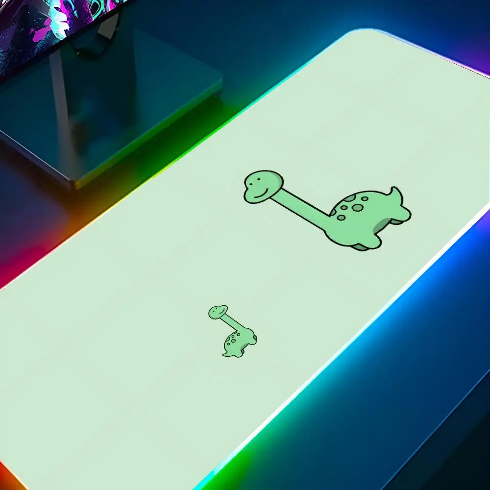 Cute cartoon dinosaur Mouse Pad RGB Pc Gamer Keyboard LED Glowing mause pad Mats Rubber Cute Cartoon Gaming Computer csgo lol pu