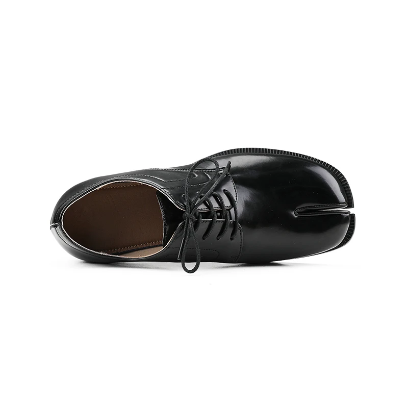 

US Size Hot Sale Modern Young Men Lace-up Split-toe Black Leather Shoes Individuality Causl Daily Oxfords Male