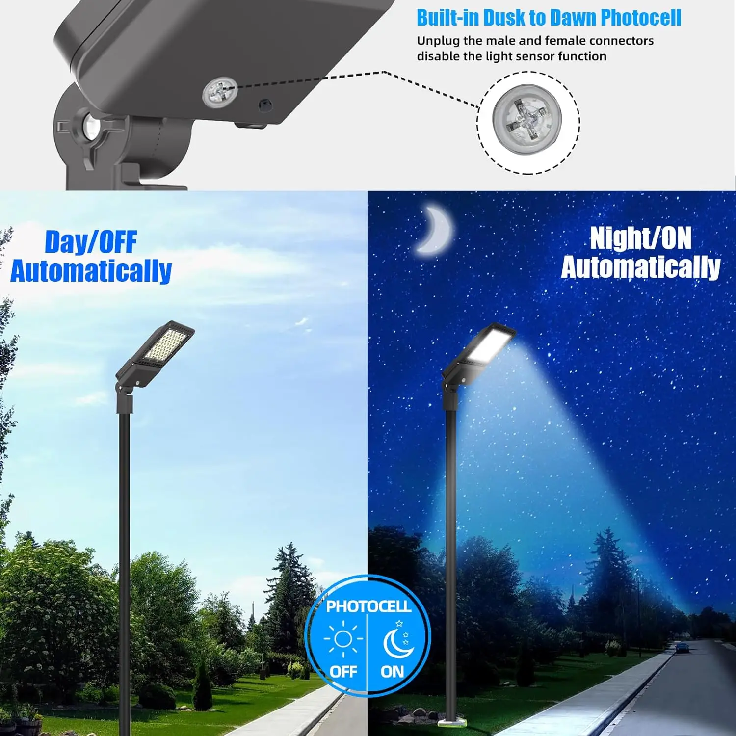 3 Pack 300W   Lot Lights Outdoor with Dusk to Dawn Slip Fitter, 39000LM 5000K Led Flood Lights, IP65 Waterproof Commer