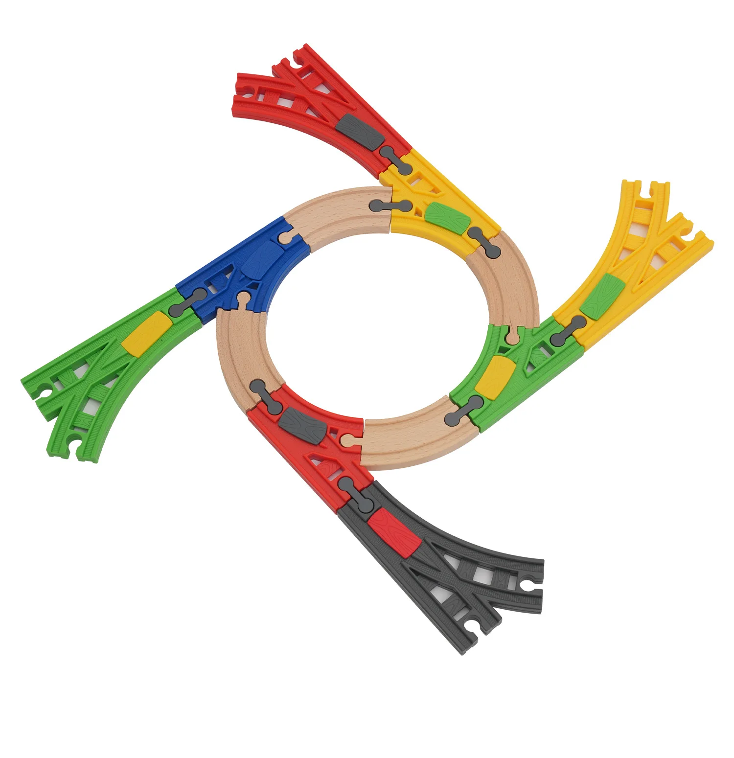 new Colorful Plastic Transform Tracks Wooden Train Track Accessories fit for Brand Wooden Tracks Railway Toys for kids