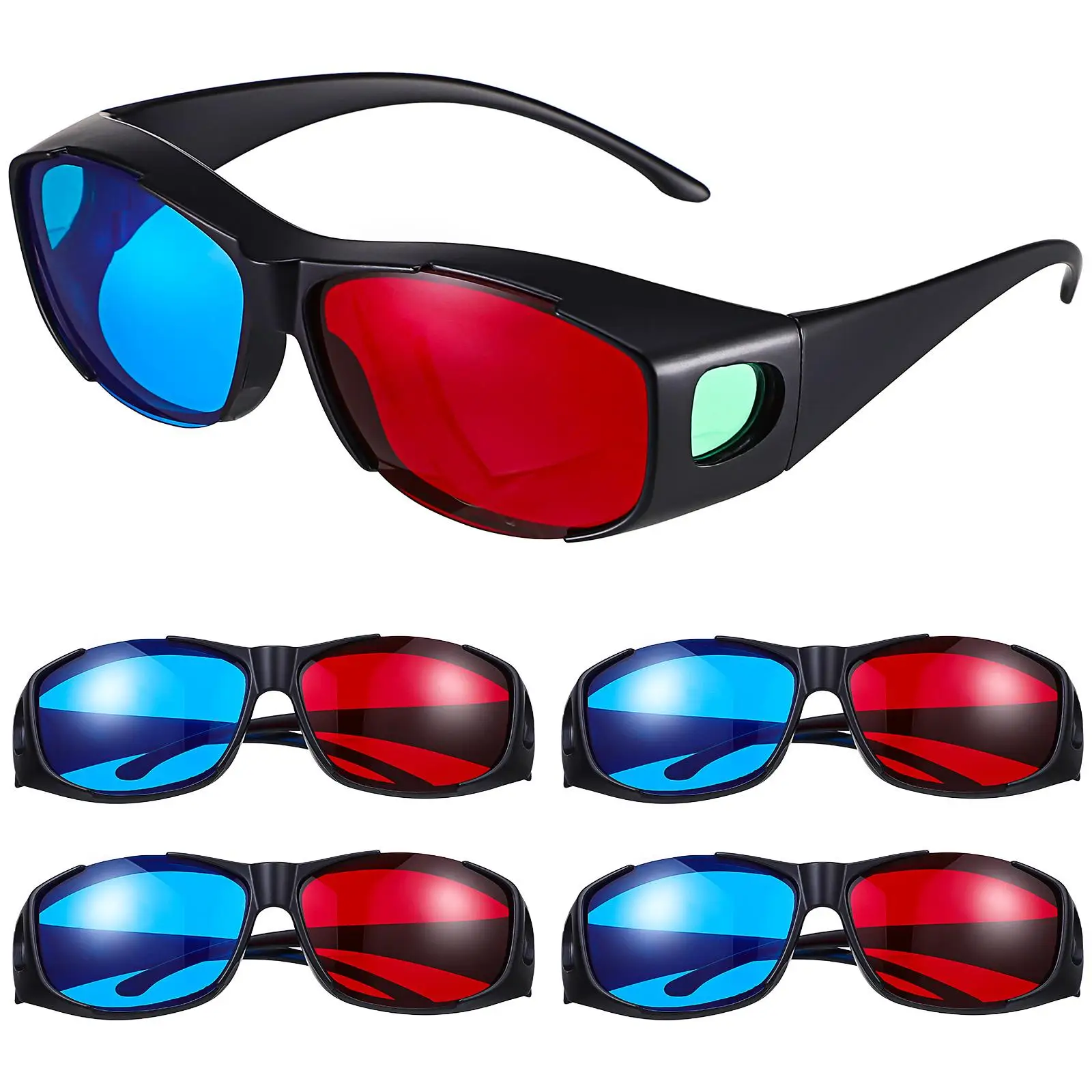 

5 Pcs Red Blue Lenses Plastic Theater 3D Glasses 3D Glasses For Projector Anaglyph