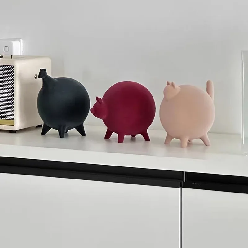 Polyresin Figurines Cute Handicraft Sculptures Bedroom Velvet Animal Craft Decoration Deluxe Living Room Desktop Accessories