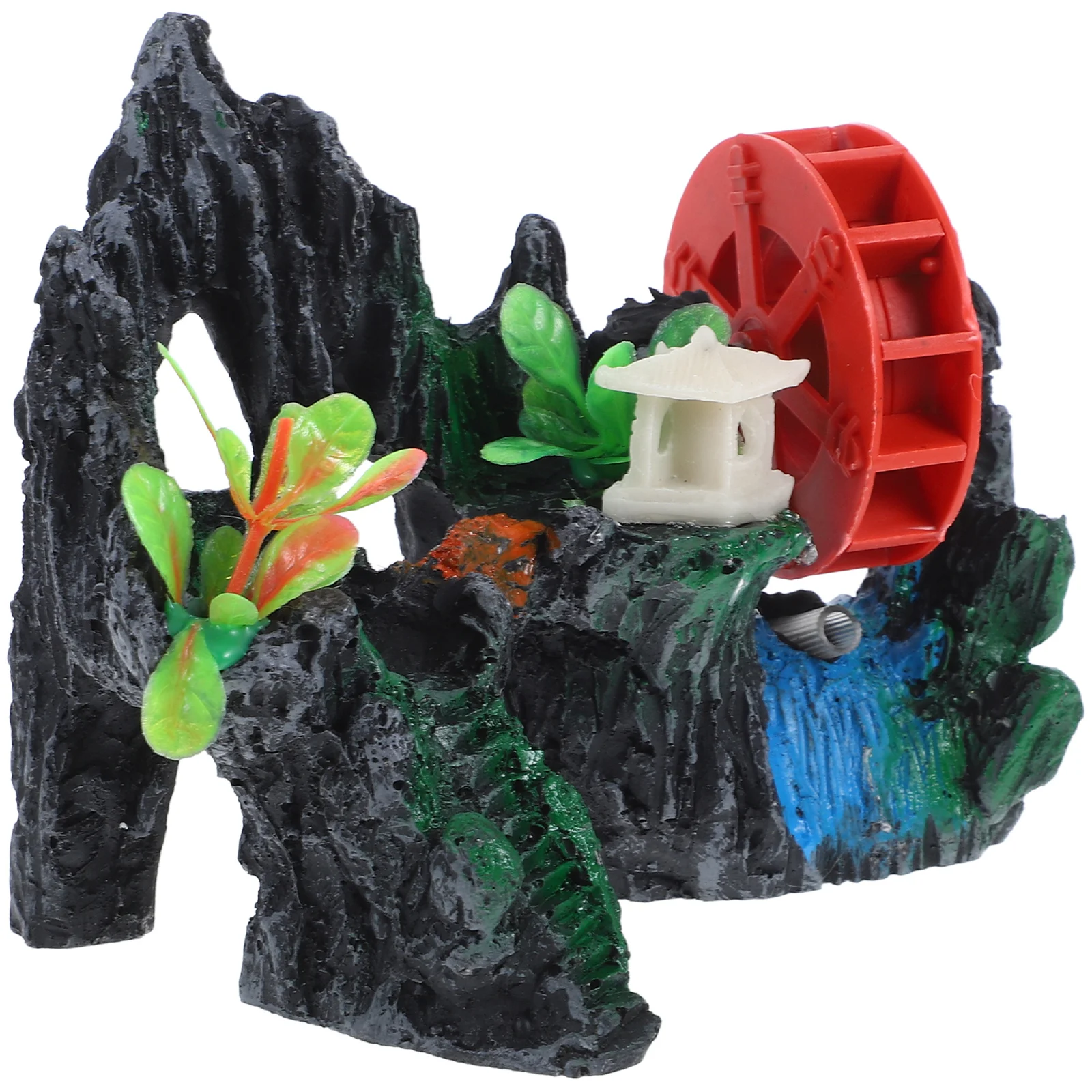 

Exquisite Resin Fish Tank Rockery Waterwheel Adornment Lifelike Aquarium Ornament Safe Material Fine Workmanship Rotational