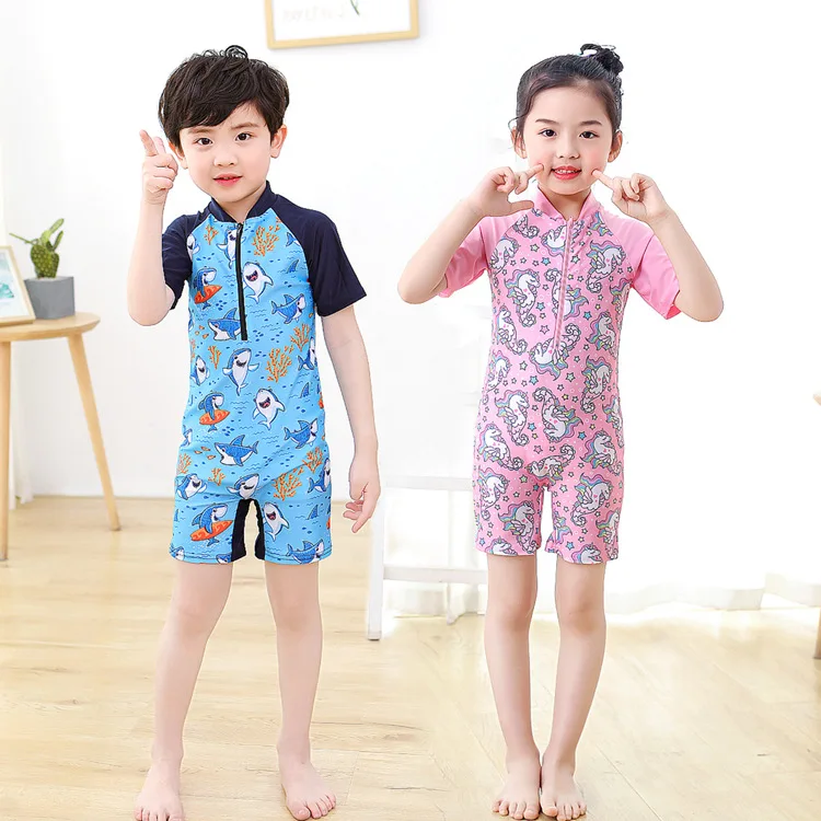 

3-12years old cartoon children's swimsuit boys and girls one-piece babymedium and small children boys swimsuit climbing suitbaby