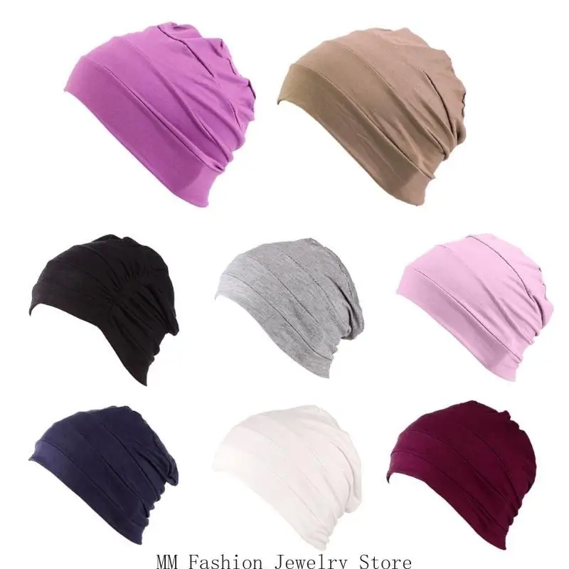 D0UB Topi Kemo Untuk Wanita Penutup Kepala Kanker Topi Bawah Topi Kemo Nyaman Skullies