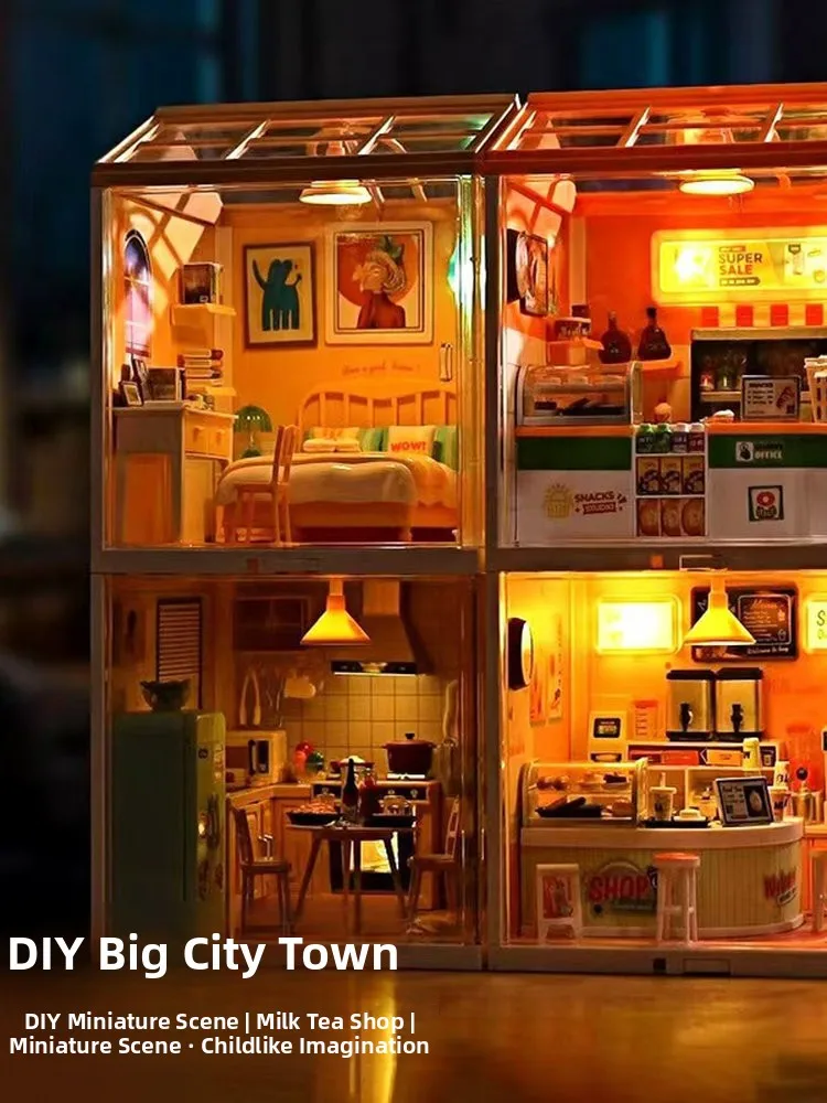 

Super World DIY House Assembly Model Handmade Dollhouse Micro Scene Building Blos Toy Gift for Girls Plastic Material