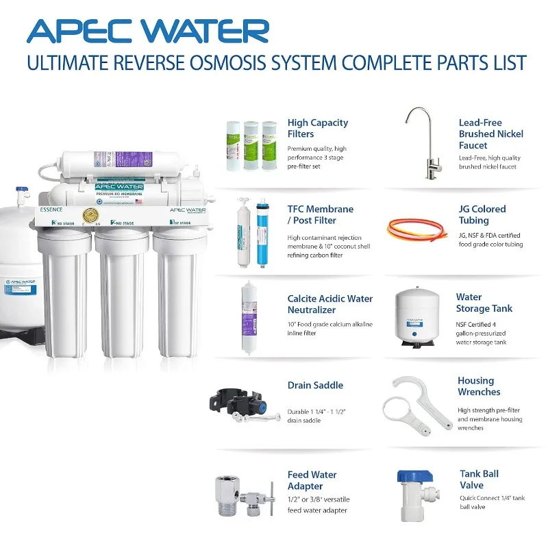 Apec Watersystemen ROES-PH75 Eersteklas Alkalische Minerale 6-traps Gecertificeerde Ultraveilige Omgekeerde Osmose Drinkwaterfiltersysteem