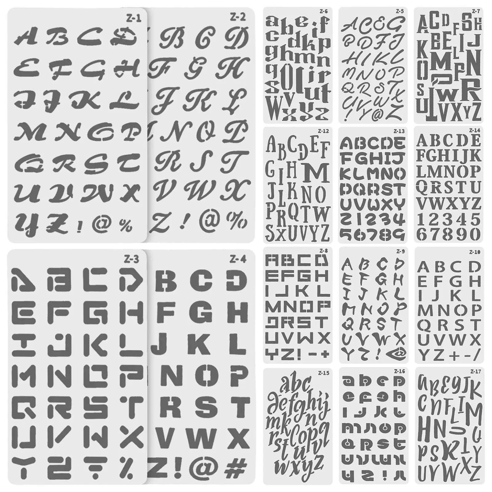 20 Pcs Letter Template Small Alphabet Stencils White Pet Journaling Painting Templates Diy Scrapbook Crafts Reusable