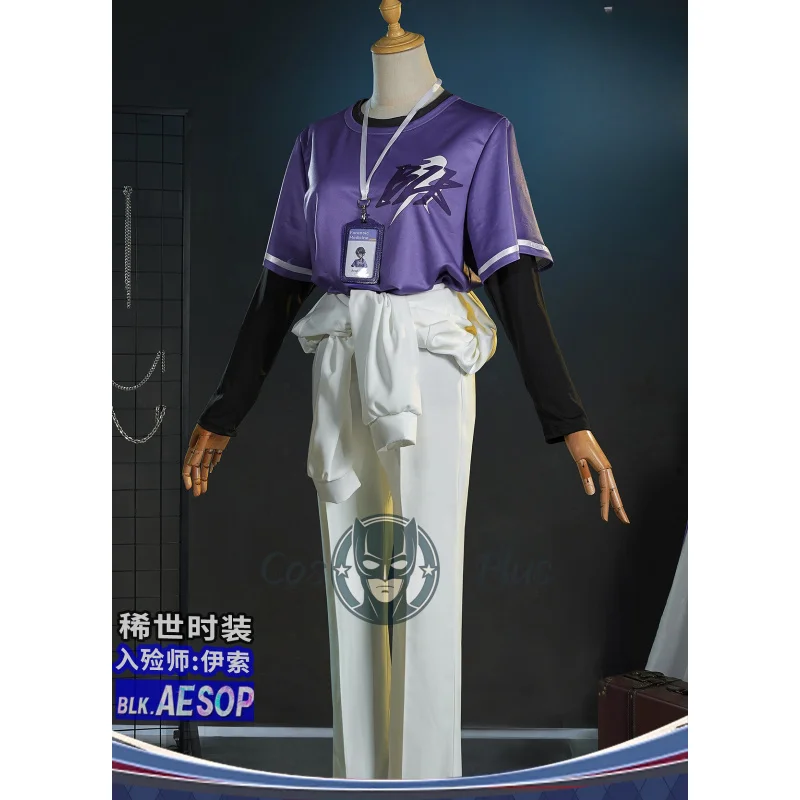 Aesop Carl Cosplay Costume Game Identity Ⅴ BLK Team Purple T-shirt Pants Casual Outfit Anime Carnival Halloween Party Uniforms