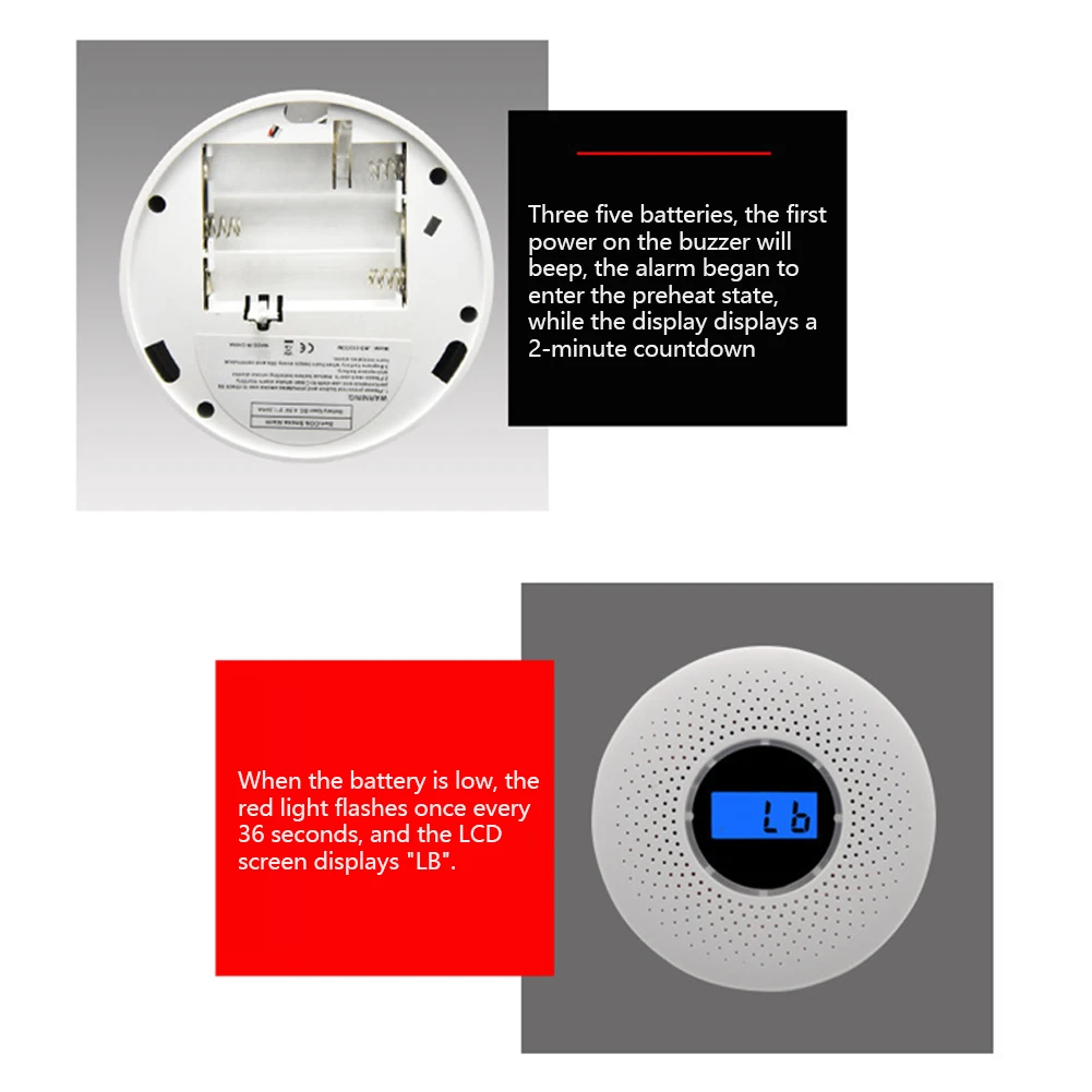 Détecteur de fumée et de monoxyde de carbone haute sensibilité, CO Smoke BLOSensor, alarme, maison, intérieur, écran LCD, indicateur LED, sirène