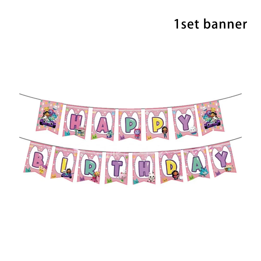 50-1 stuks Gabby Dollhouse Verjaardagsfeestje Borden, Bekers, Servetten, Kattenmeisjes, Wegwerp Servies, Kinderen, Gelukkige Verjaardag Decoratie Benodigdheden