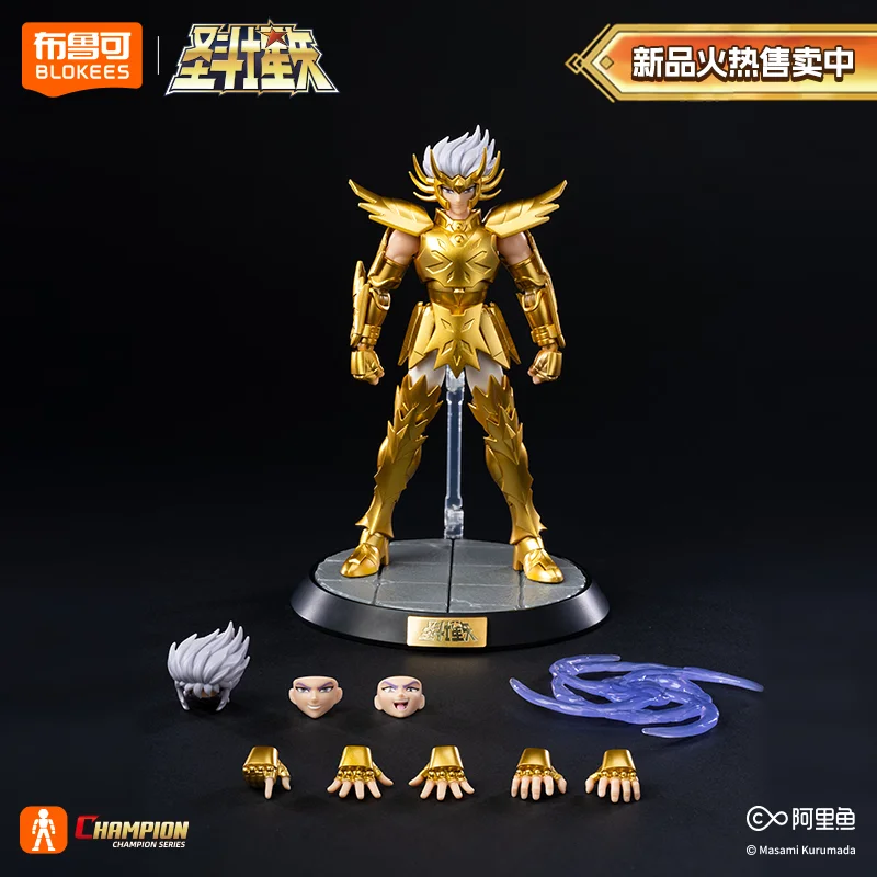 BLOKEES Original Ouro Saint Seiya DRAGON SHIRYU CAPRICORN SHURA CANCER DEATHMASK CAMPÃO CLASSE Figura de ação Anime Brinquedos Presente