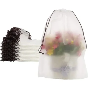 10/12PCS 휴대용 신발 보관 여행 Drawstring 방수 투명 서리로 덥은 메이크업 의류 속옷 주최자 파우치 가방