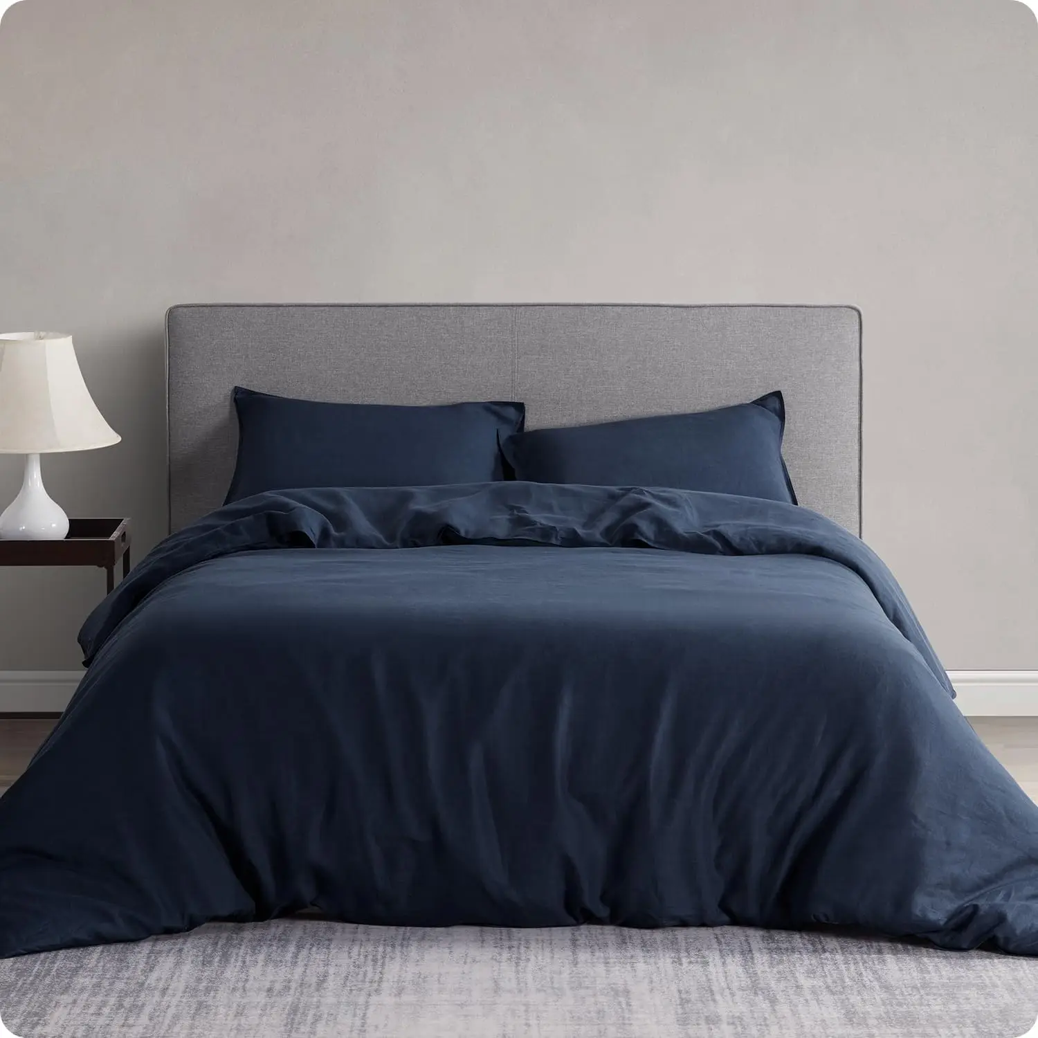 

100% Linen Duvet Cover Set - Pure French Flax, Corner Ties & Zipper Closure, Soft Breathable Durable for Hot Sleepers, Queen