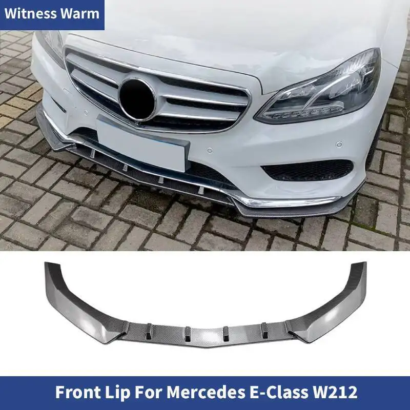 Car Front Lip Bumper Spoiler Splitters Carbon Look ABS gloss black For Mercedes E-Class W212 e260 e300 AMG Line 13-16