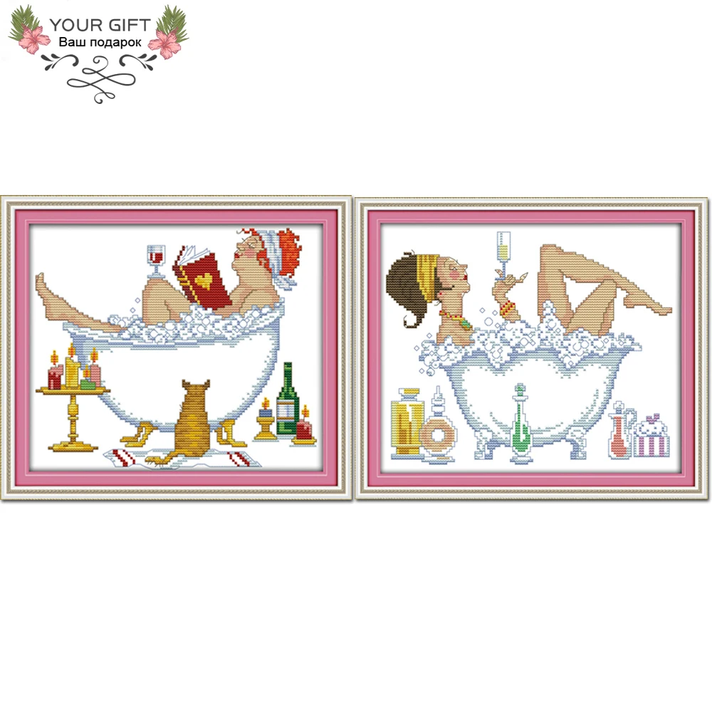 Home Decoration, Beauty, Cross Stitch Patterns Kits, Your Gift, R608, R609, R609, 14CT, 11CT, Counted and Stamped