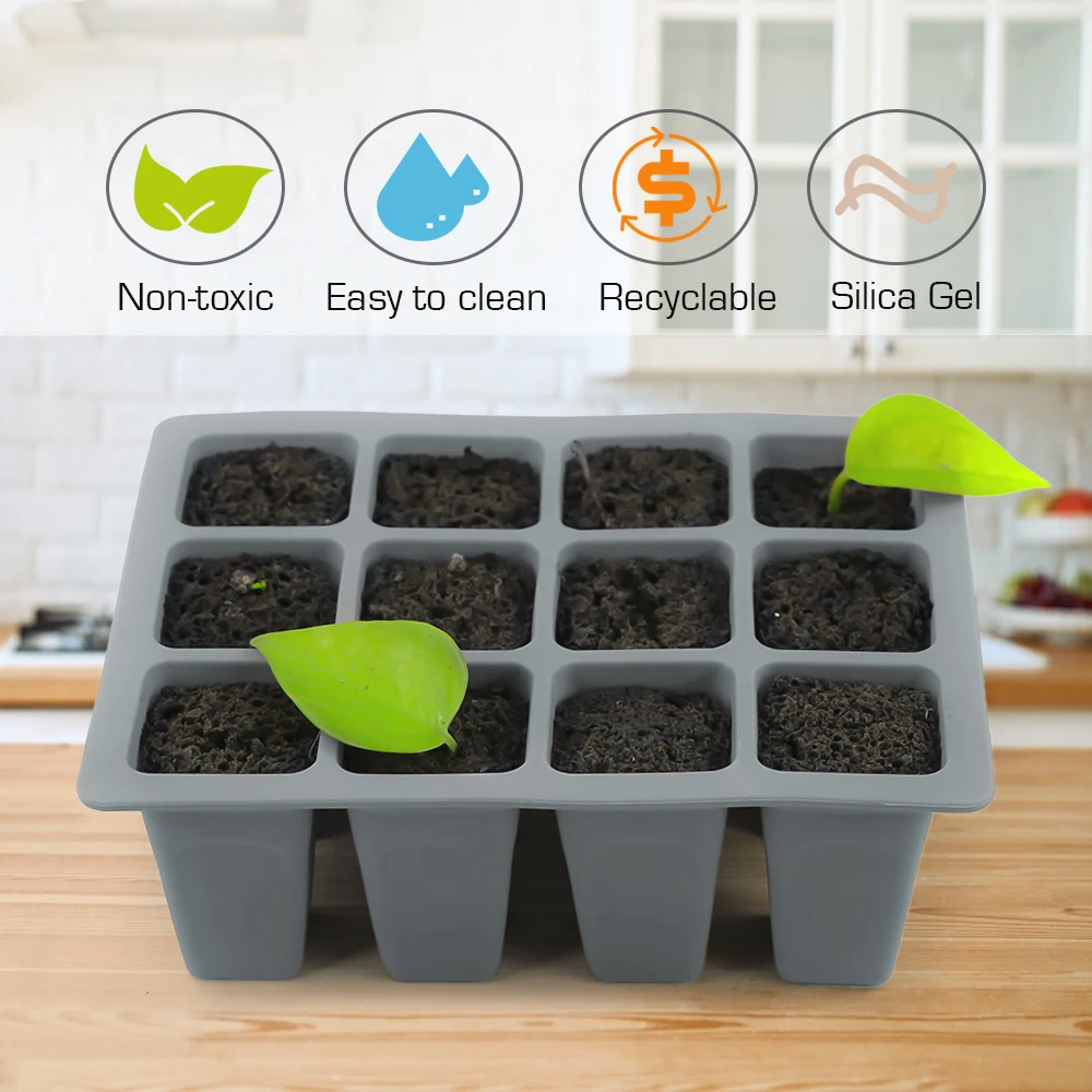 4/6/12 Cell Silicone Seed Starting Tray Seedling Germination Container Indoor Garden Nursery Pots Reusable Propagation Grow Box