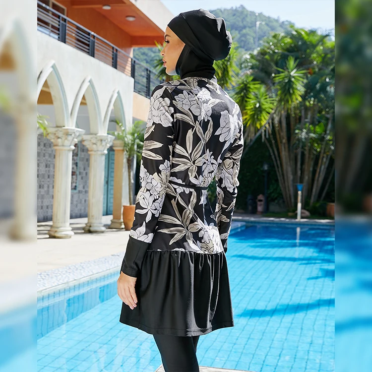 2025 traje de baño musulmán para mujer, trajes de baño islámicos Burkini, traje de baño de lujo completamente cubierto, trajes de baño de 3 piezas para mujer