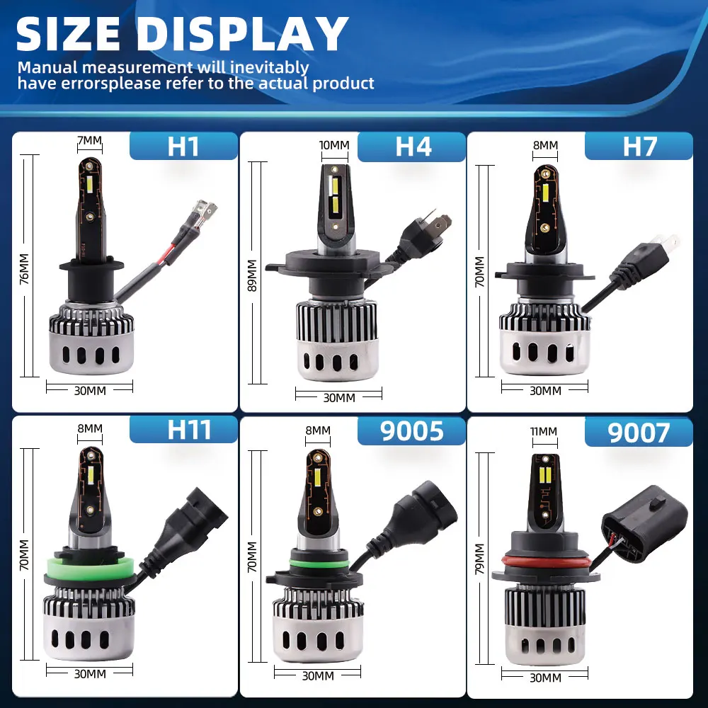 H7 H4 Led Headlight Bulbs  H1 H8 h9 H11 Fog Light H3 9005 Car Lamps Auto Turbo 6000K  Super Power 850000LM 1000W Accessories