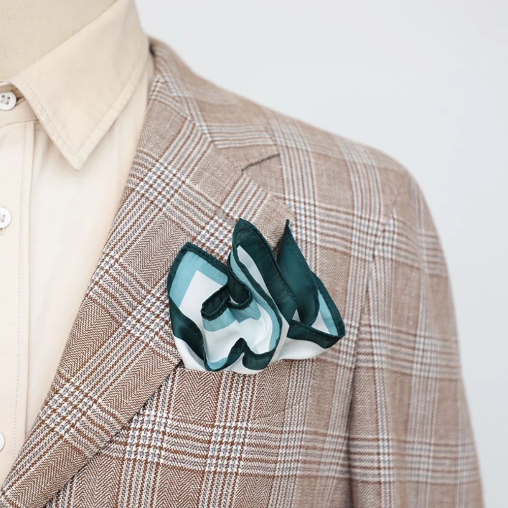 Headwear Korean Men's Suit Pocket Square Polyester White Business Suit Hanky Color Edge Vintage Chest Towel Handkercher Boys