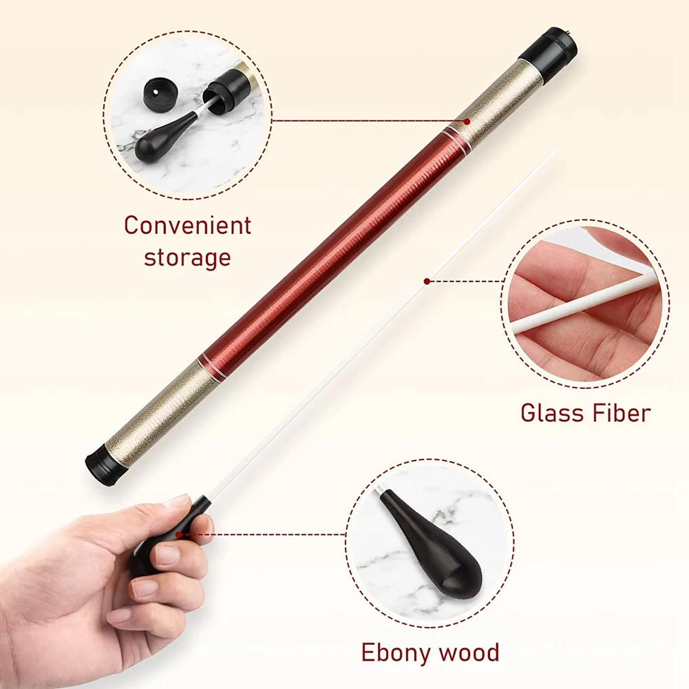 Conducting Baton, Conductor Baton, Music Baton, Orchestra Baton with Storage Cylinder Ebony Handle, Music Baton