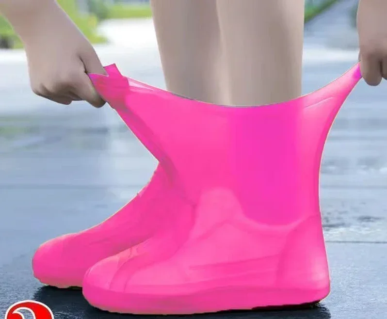 2/20pcs Latex WaterProof Shoe Covers Unisex Shoes Protectors Reusable Non-Slip Rain Boot Overshoes Walking Shoes Accessories