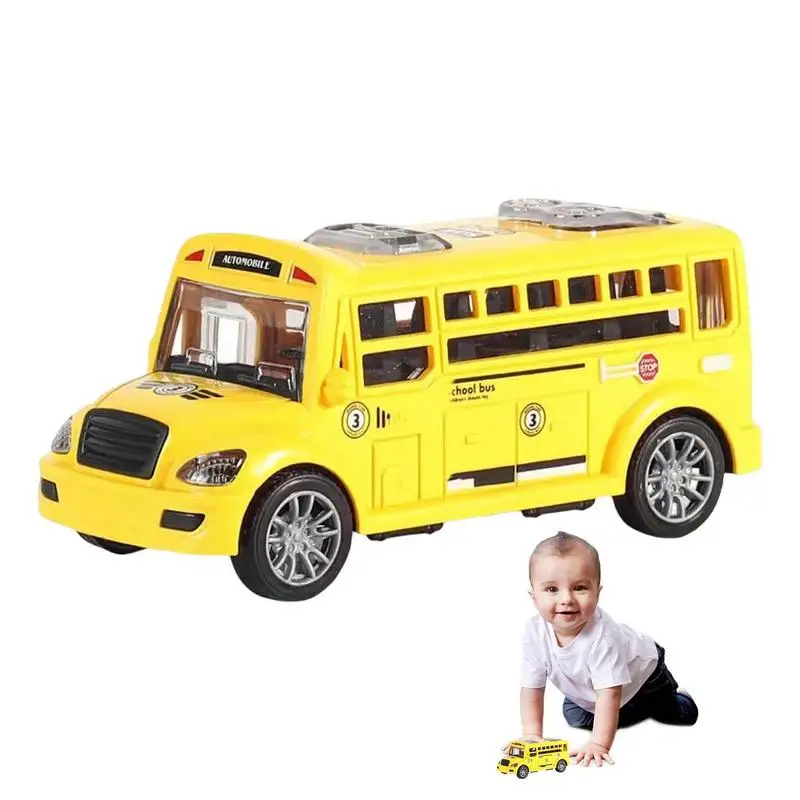 

School Bus Toy Inertial Vehicles Toys For Toddlers Durable Cute Cartoon Toy Vehicles Party Favors Birthday Gift For Boys Girls