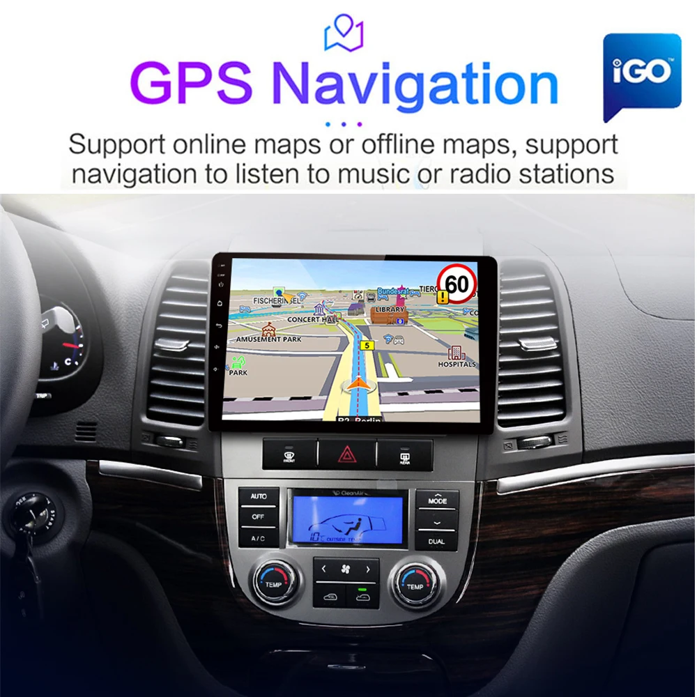Picture 7: Android 16 Car For Hyundai Santa Fe 2 2006-2012 Auto Radio Stereo Multimidia Player GPS Navigation Carplay Android Auto 2din DVD