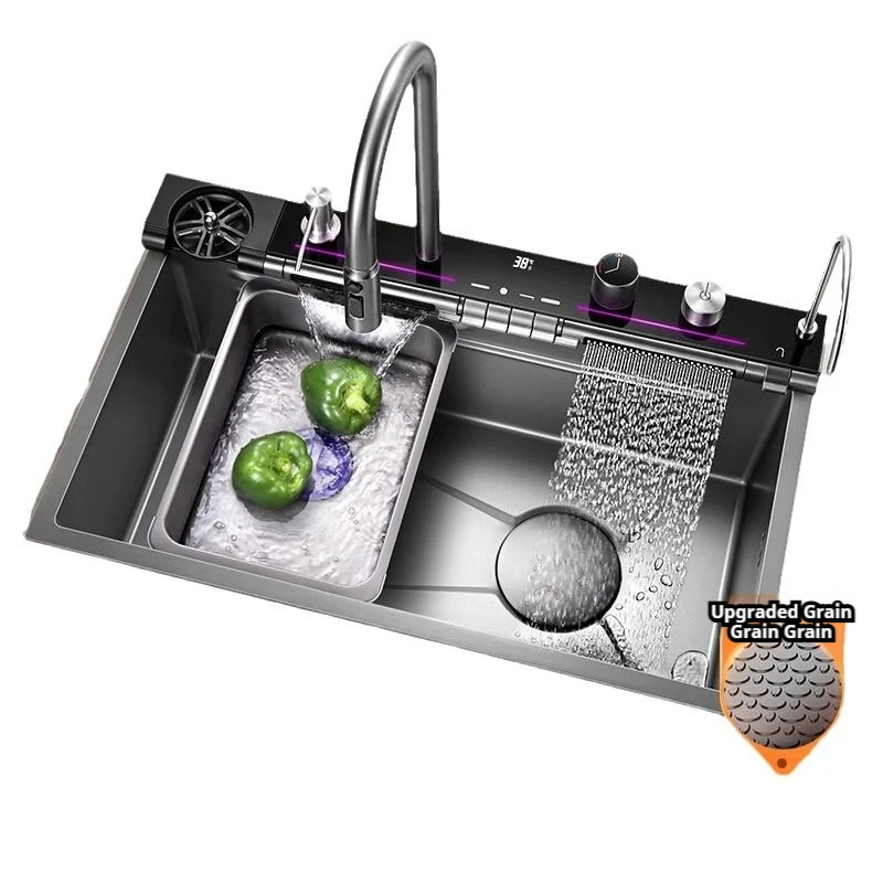Double Waterfall Adjustable Water  Intelligent Multifunctional Kitchen Sink
