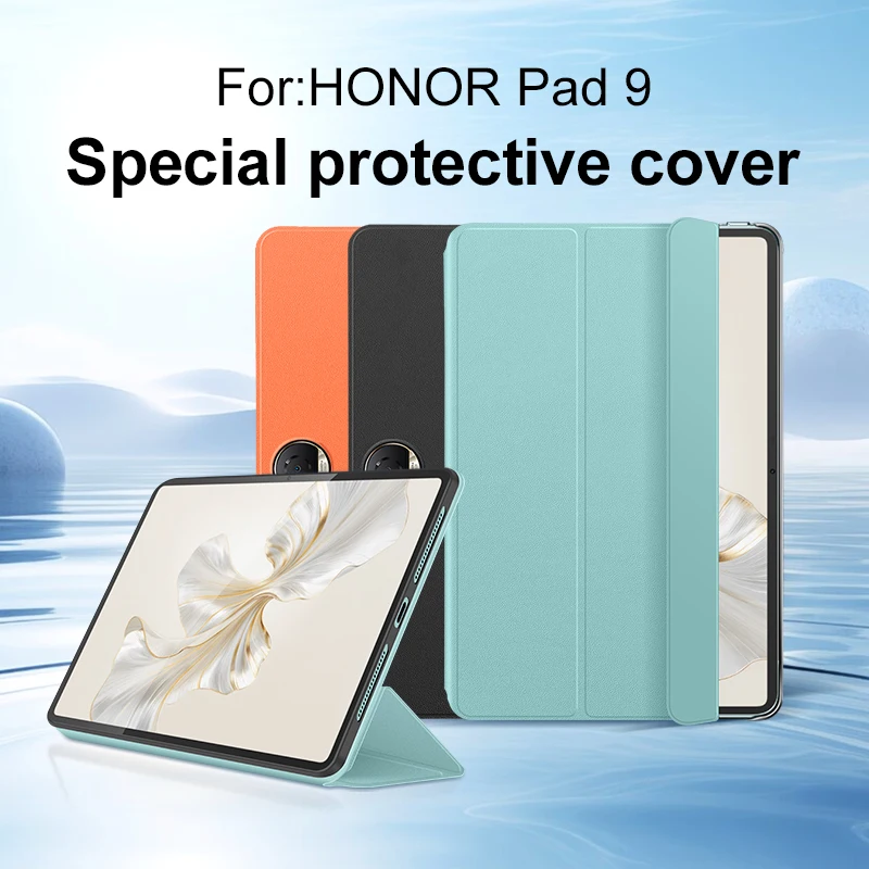 

Защитный чехол для планшета Honor Pad 9, складной дизайн из натуральной кожи без магнитной застежки