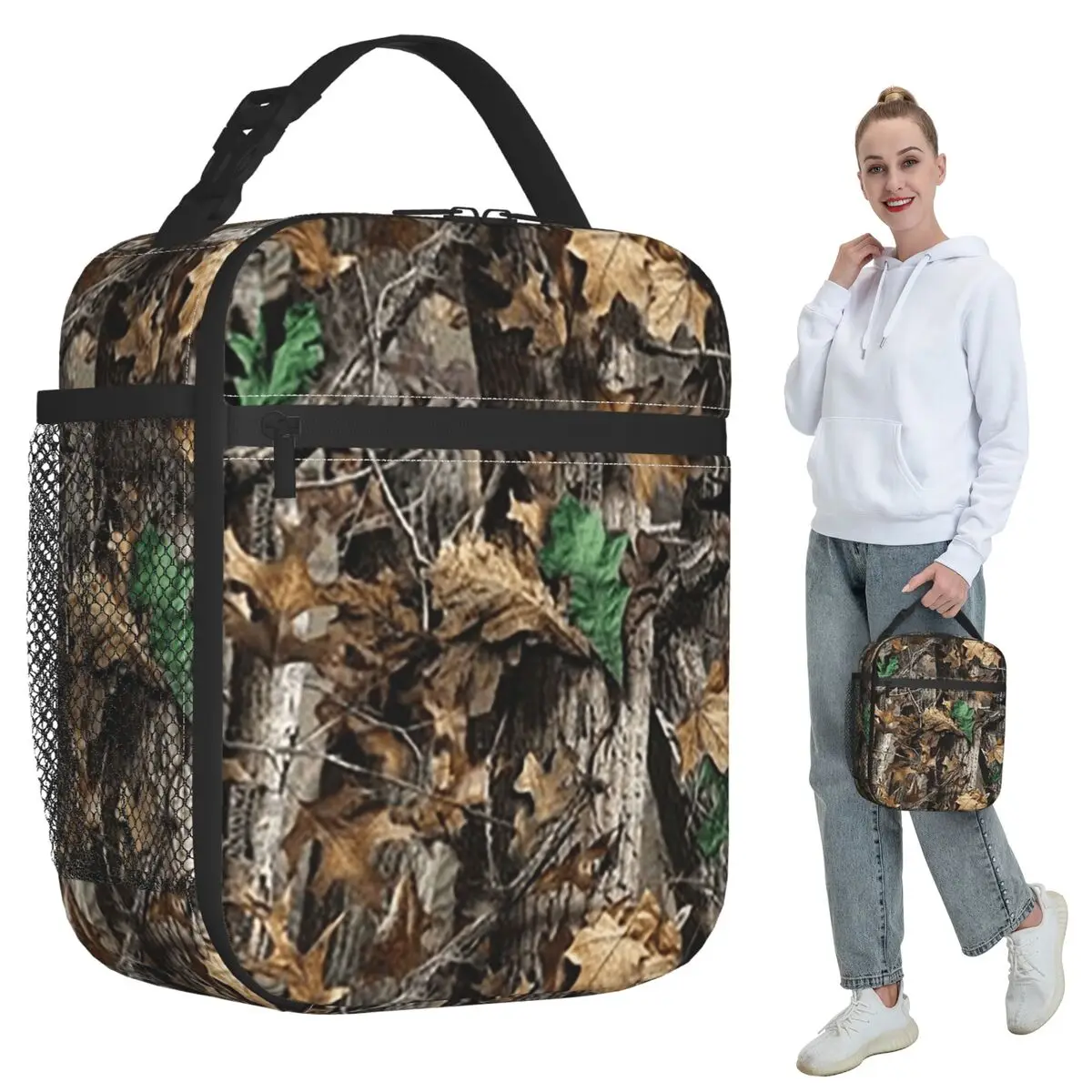 

Real Tree Camouflage Insulated Lunch Bag for Kids School Cooler Thermal Food Box Tote Portable Lunch Boxes Container