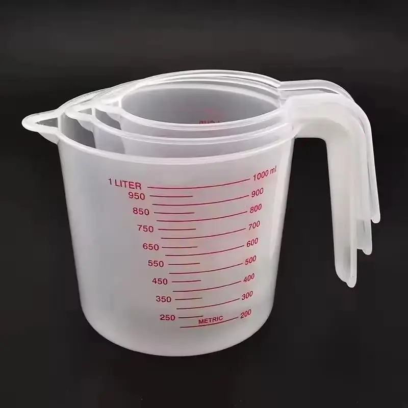 3-piece set of 250/500/1000ml baking measuring cups, suitable for kitchen and baking, plastic graduated measuring cups, kitchen