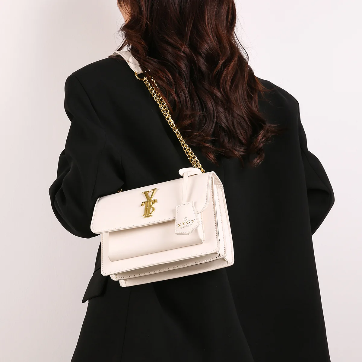 حقيبة كتف نسائية عصرية بحزام على شكل سلسلة، محفظة كروس على الطراز الكوري، حقيبة متعددة الاستخدامات وأنيقة من النهار إلى الليل