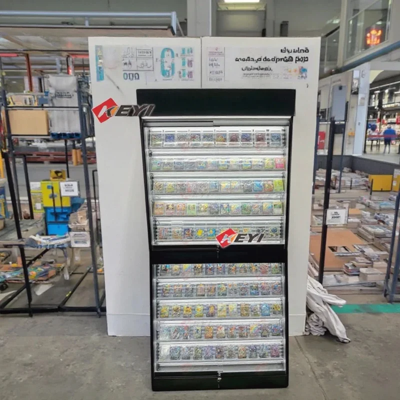 custom.LED Lighting Single Side and Double Sides Sliding Lockable Door Sports Baseball Card Display Cabinet Fit Graded Card