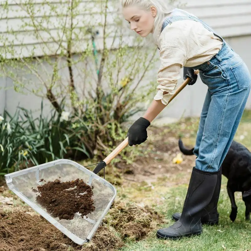 Sand Sifter Shovel Sturdy Stainless Steel Soil Sieve With Easy Grip Handle Ergonomic Harvest Strainer Collecting Tool for garden