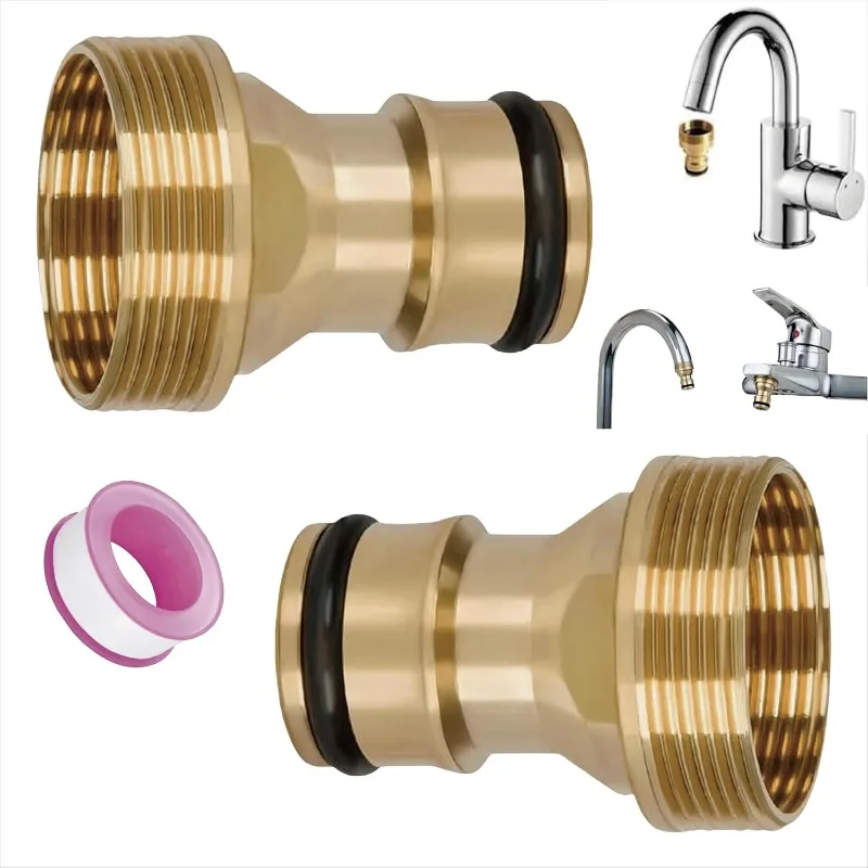 2pcs Universal Kitchen Faucet Copper Connector with M22 Internal Thread and M24 External Thread Hose Connector Faucet Adapters
