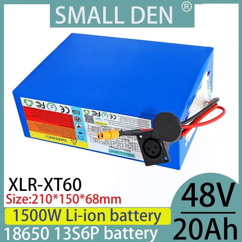 New 48V 20ah lithium battery pack 18650 13S6P off-road vehicle camping motorcycle large capacity high power+58.8V 3A charger