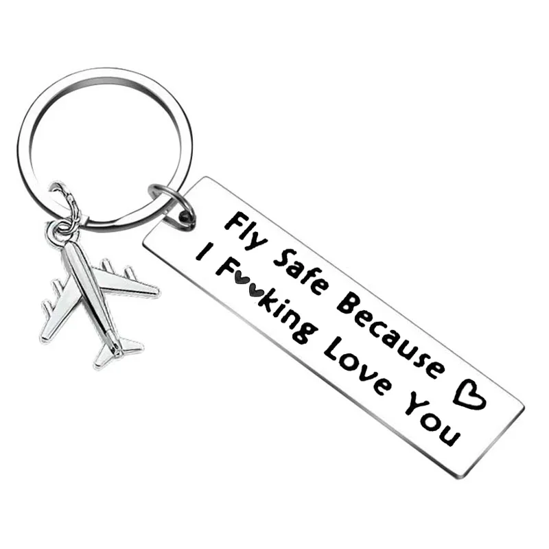 Couples Keychain Pilot Gift Fly Safe Because i Love You Flight Attendant Gift Traveling Keyring Long Distance Relationship Gift