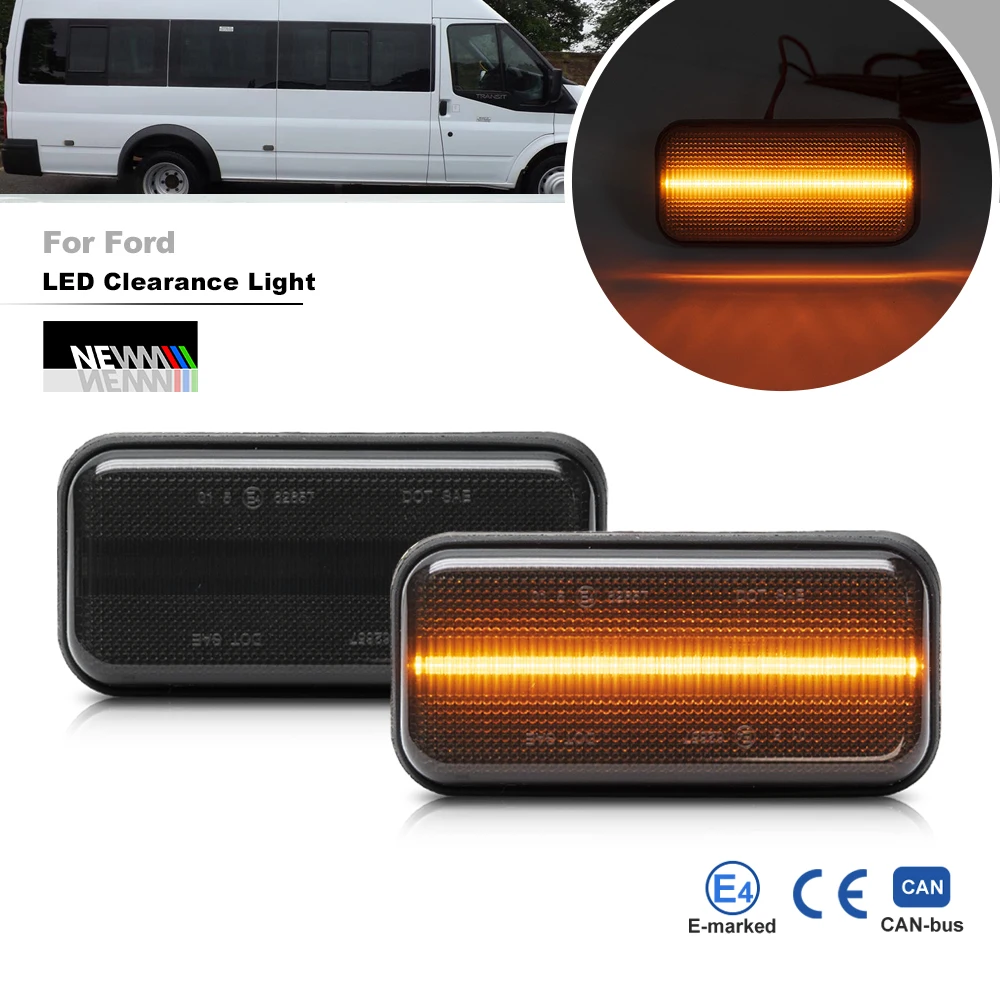 For Ford Transit MK6 MK7 2000-2014 Smoked Lens LED Position Lamp Canbus Clearance City Light Van Side Markers Turn Signal Lighti