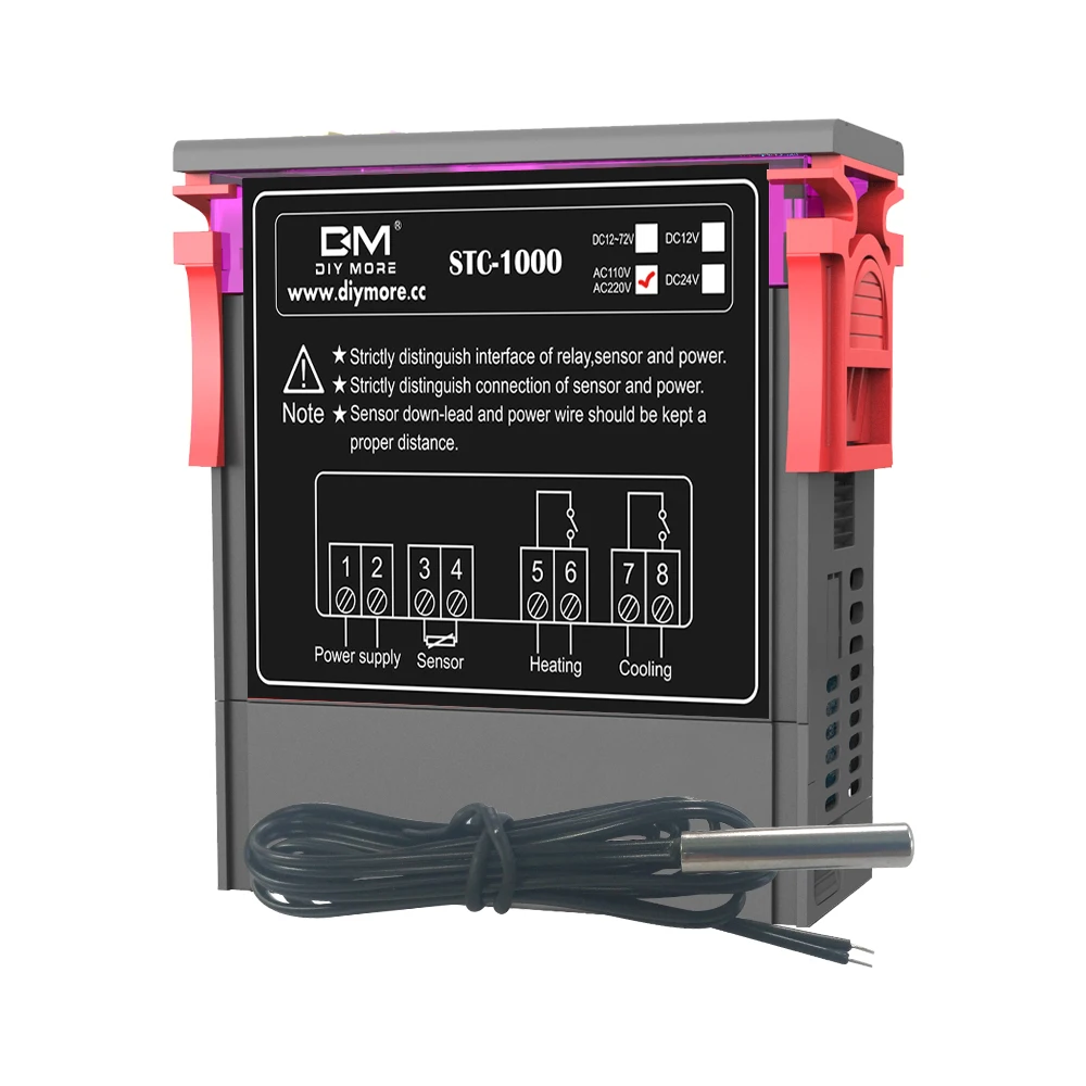 Imagem -02 - Termostato Digital para Incubadora Controlador de Temperatura Relé Termorregulador Aquecimento Led Resfriamento Stc1000 Stc 1000 ac 110 220v