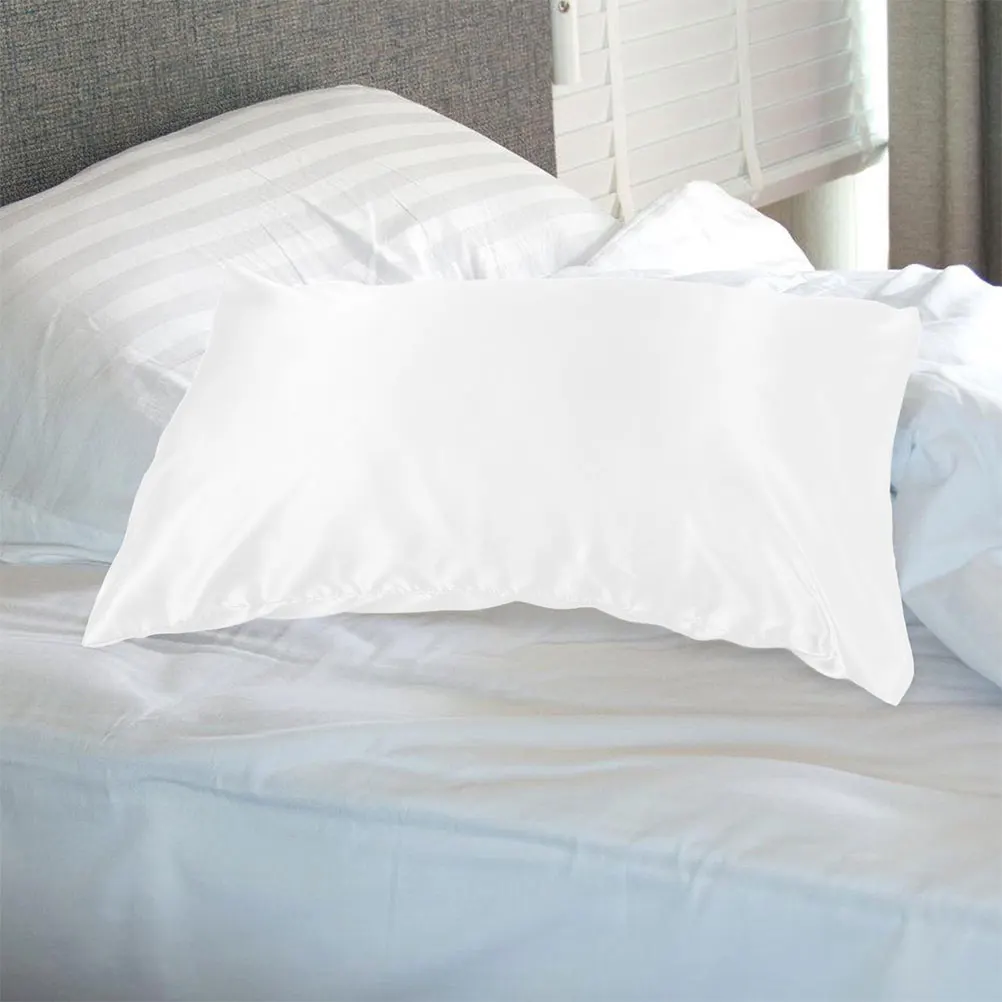 2 pezzi federa in seta imitazione 51x76 cm grigio chiaro bianco tinta unita fodere per cuscini in poliestere double face cuscini da letto