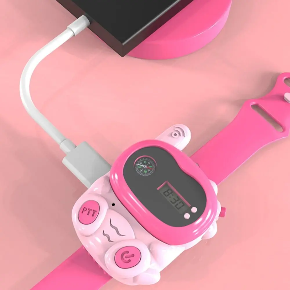 วิทยุ Interphone Kids Mini Walkie-Talkie การ์ตูนไม่มีรังสีเด็ก Walkie-Talkie 1.5km พร้อมนาฬิกาและเข็มทิศ