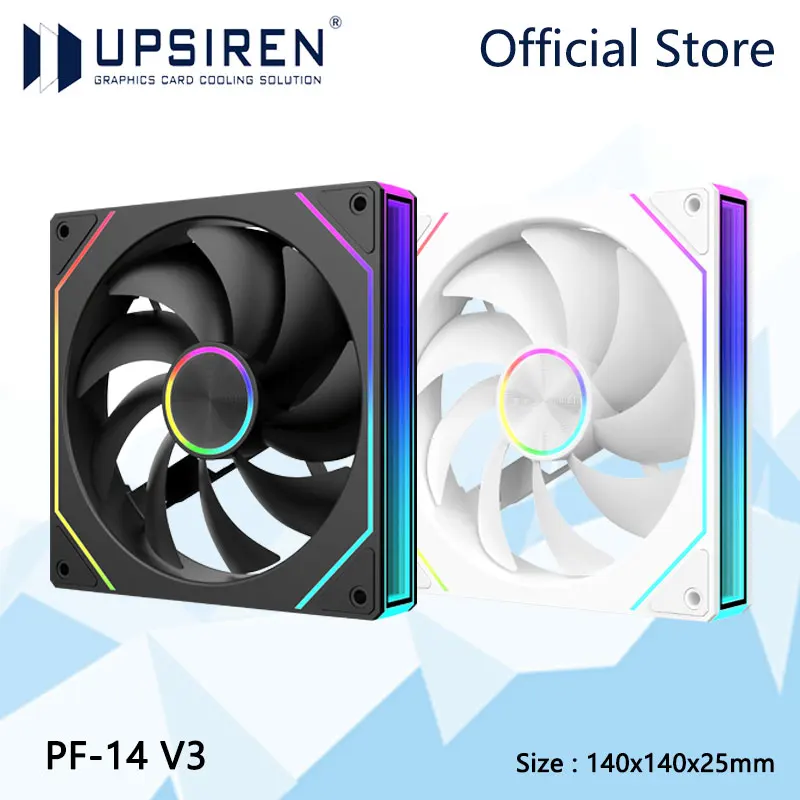 UPSIREN PF-14 V3 ARGB Computer Case Cooling Fan,Infinity Mirror 140x140x25mm/8+24 LED chips/600~1600RPM/Hydraulic Bearings Fan