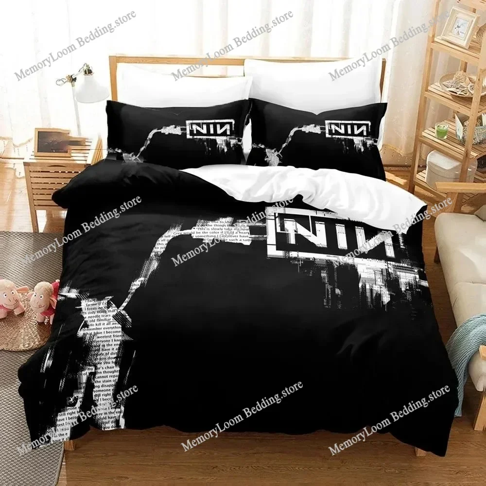 3D Printed Nine Inch Nails NIN Bedding Set Boys Girls Twin Queen Size Duvet Cover Pillowcase Bed Kids Adult Home Textileextile