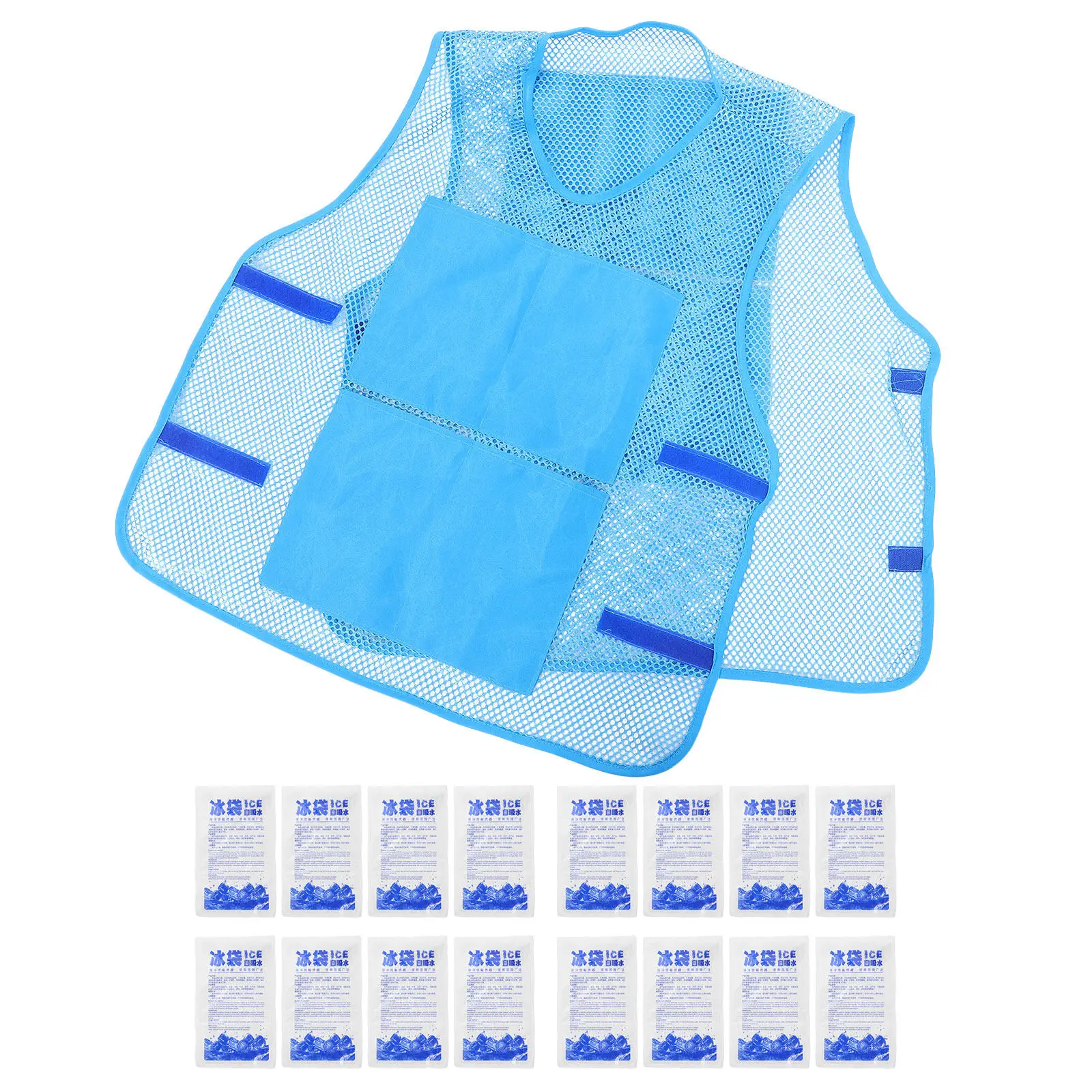 1Set Cooling Vest Ice Pack Mesh 8 Pocket Adjustable Outdoor Work Running Motorcycle Hot Weather Cooling Vest with Ice Packs