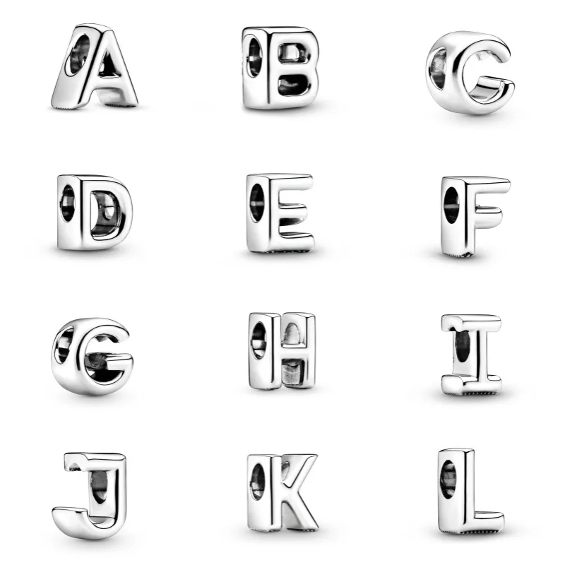 

New Silver Color 26 English Letters Combined Freely Beaded For Pandora DIY Accessories Bracelet Keychain Jewelry Making Gift