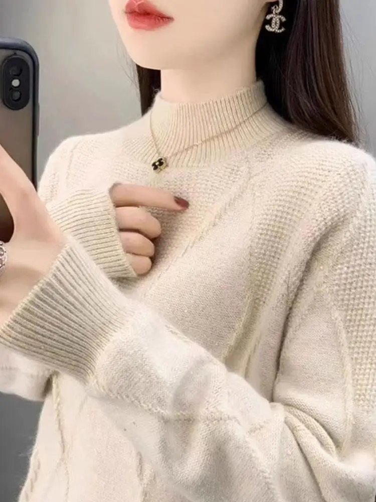 iny Pailletten-Strickpullover f High Ne Damen Sle Frühling Herbst Neuankömmling Loose Fit Pendeln Sle Reine Farbe