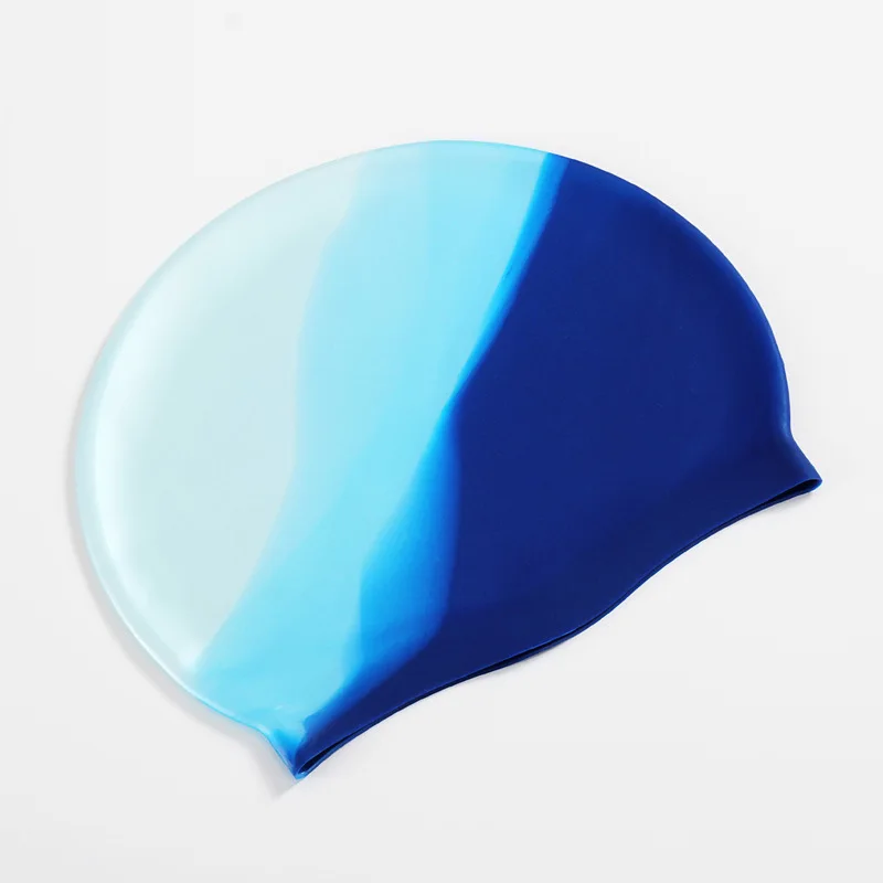 Silicone Adult Waterproof Swimming Cap Gradient Color Dry Hair Swim Cap for Men Women Protect Ears Swim Hat Swimming Accessories